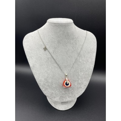 MURANO TEK UÇLU KOLYE - BEYAZ-TURUNCU- LACİVERT