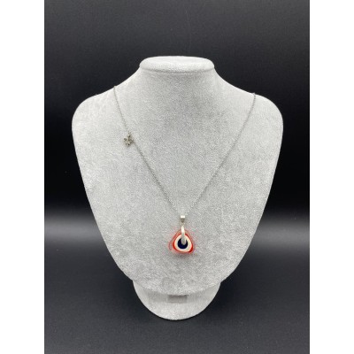 MURANO TEK UÇLU KOLYE - BEYAZ-TURUNCU- LACİVERT