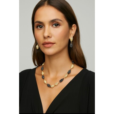 ALTIN - GÜMÜŞ KAPLAMA TASARIM KOLYE - KÜPE SET