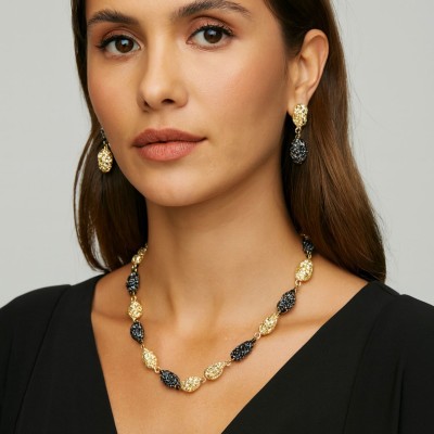 ALTIN - GÜMÜŞ KAPLAMA TASARIM KOLYE - KÜPE SET