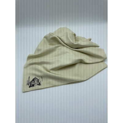 AYASOFYA BASKILI ŞAL  - BEJ RENK (ÖZEL TASARIM)