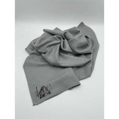 AYASOFYA BASKILI ŞAL  - GRİ RENK (ÖZEL TASARIM)