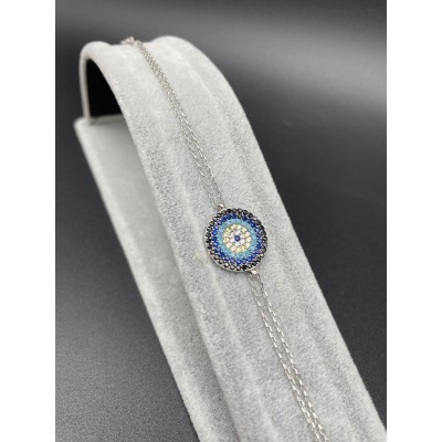 NAZAR BONCUKLU BİLEKLİK  SİYAH-MAVİ