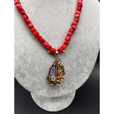 MURANO CAM BONCUK KOLYE  KIRMIZI - EBRU