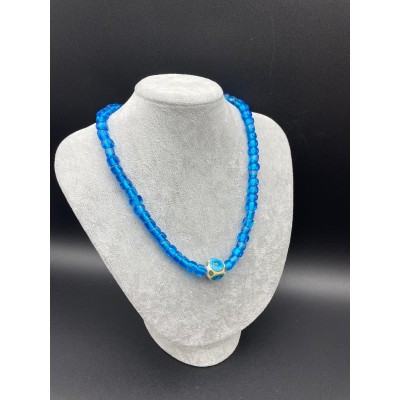 MURANO CAM BONCUK KOLYE -  MAVİ 