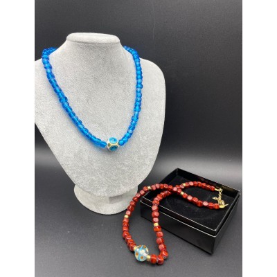 MURANO CAM BONCUK KOLYE -  MAVİ 