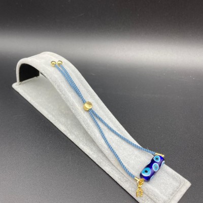 MURANO CAM BİLEKLİK - MAVİ SİLİNDİR - NAZAR BONCUĞU