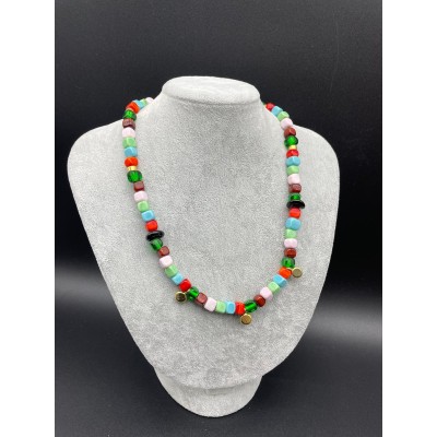 MURANO CAM BONCUK KOLYE  - RENKLİ