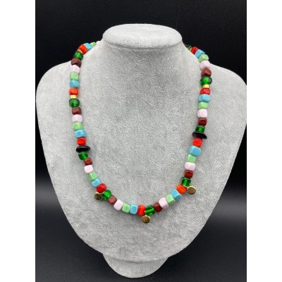 MURANO CAM BONCUK KOLYE  - RENKLİ