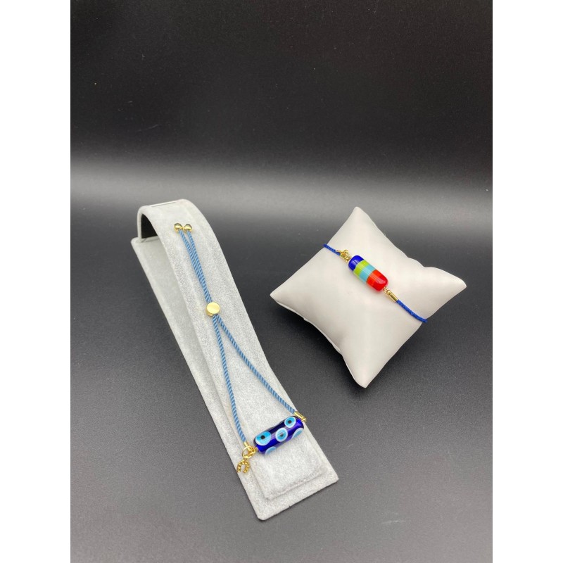 MURANO CAM BİLEKLİK - MAVİ SİLİNDİR - NAZAR BONCUĞU