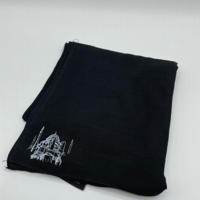 AYASOFYA BASKILI ŞAL  - SİYAH  (ÖZEL TASARIM)