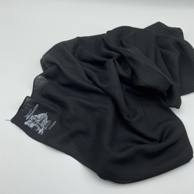 AYASOFYA BASKILI ŞAL  - SİYAH  (ÖZEL TASARIM)