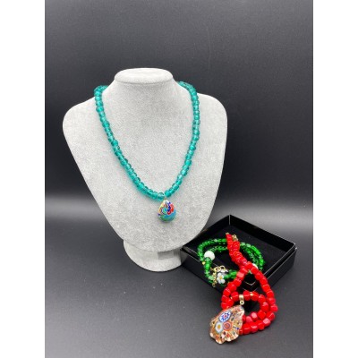 MURANO CAM BONCUK KOLYE TURKUAZ