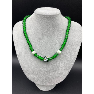 MURANO CAM BONCUK KOLYE  YEŞİL - PAPATYA