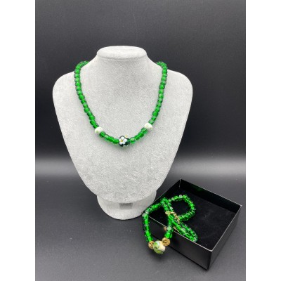 MURANO CAM BONCUK KOLYE  YEŞİL - PAPATYA