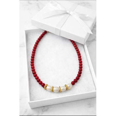 İNCİ MERCAN TASARIM KOLYE 