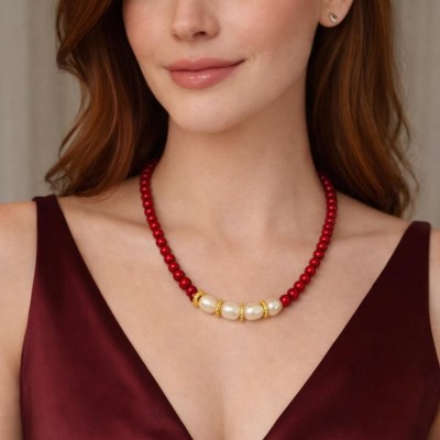 İNCİ MERCAN TASARIM KOLYE 