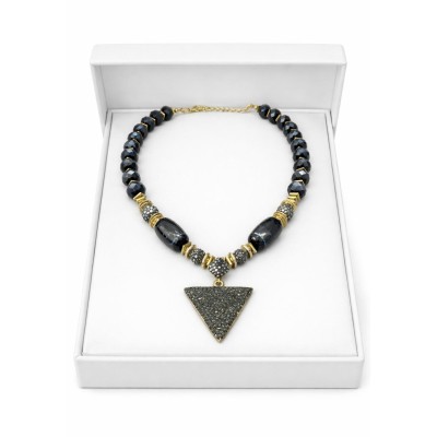 HEMATİT TASARIM KOLYE (UÇ DETAY)