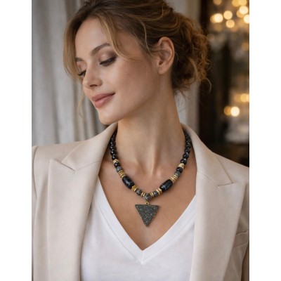 HEMATİT TASARIM KOLYE (UÇ DETAY)