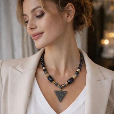 HEMATİT TASARIM KOLYE (UÇ DETAY)