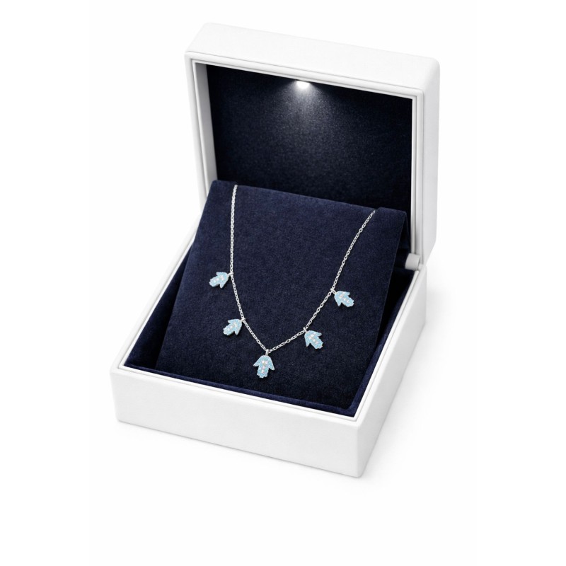 FATMA ELİ GÜMÜŞ KOLYE - MAVİ TAŞ