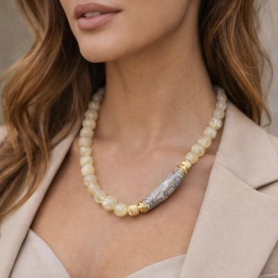 SİTRİN KOLYE (PORSELEN DETAY)