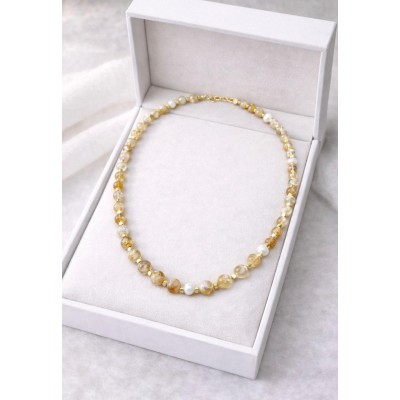 SİTRİN & İNCİ KOLYE