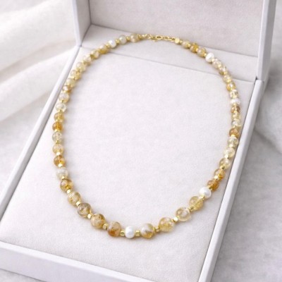 SİTRİN & İNCİ KOLYE