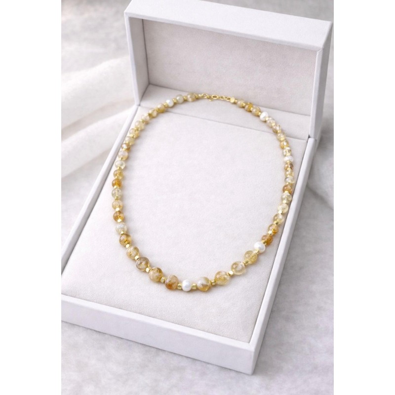 SİTRİN & İNCİ KOLYE