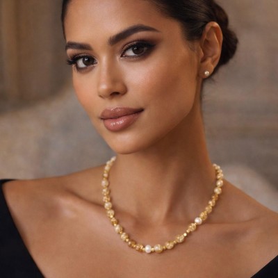 SİTRİN & İNCİ KOLYE