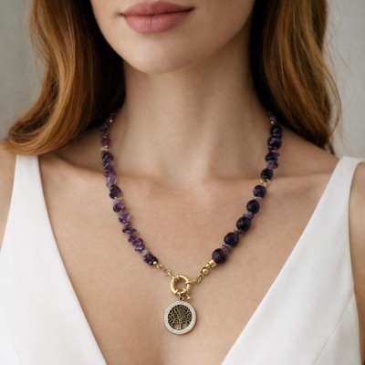 AMETİST - HAYAT  AĞACI TASARIM KOLYE 