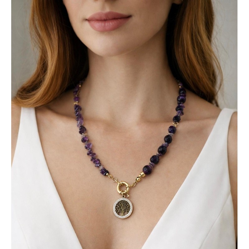 AMETİST - HAYAT  AĞACI TASARIM KOLYE