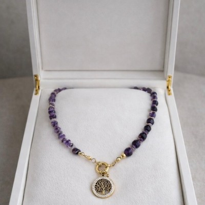 AMETİST - HAYAT  AĞACI TASARIM KOLYE 