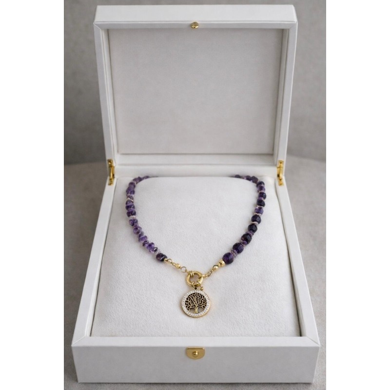 AMETİST - HAYAT  AĞACI TASARIM KOLYE