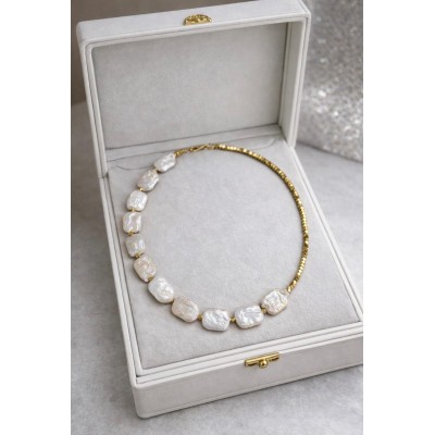 BAROK İNCİ - HEMATİT TASARIM KOLYE