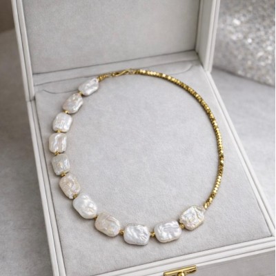 BAROK İNCİ - HEMATİT TASARIM KOLYE