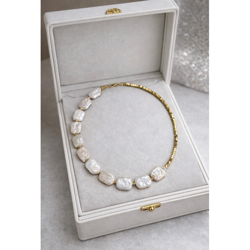 BAROK İNCİ - HEMATİT TASARIM KOLYE