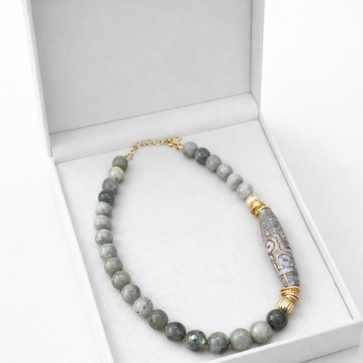 LABRODORİT & PORSELEN TASARIM KOLYE