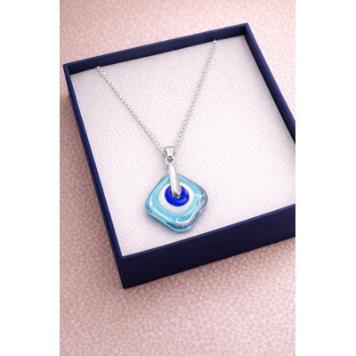 MURANO TEK UÇLU KOLYE - AÇIK MAVİ 