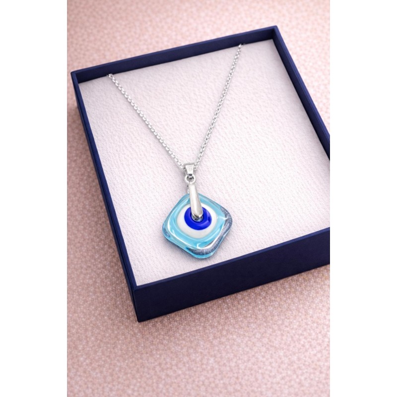 MURANO TEK UÇLU KOLYE - AÇIK MAVİ