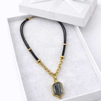 DERİ DUMANLI AKİK TASARIM KOLYE