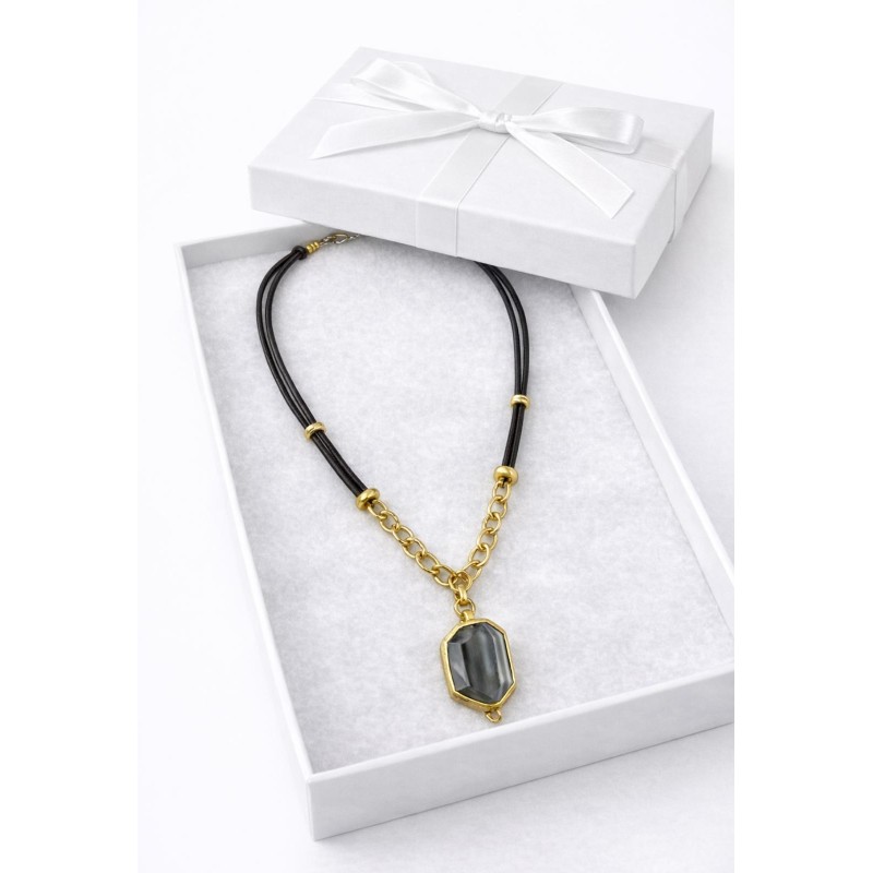 DERİ DUMANLI AKİK TASARIM KOLYE