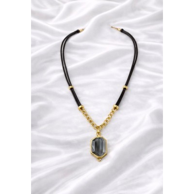 DERİ DUMANLI AKİK TASARIM KOLYE