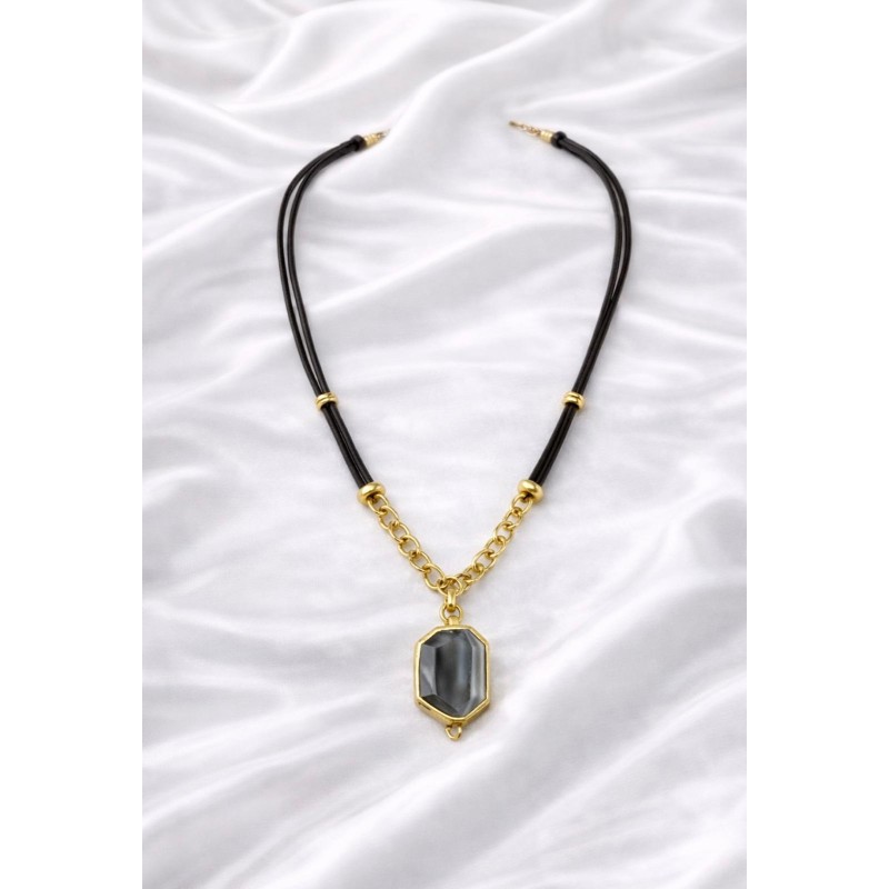 DERİ DUMANLI AKİK TASARIM KOLYE