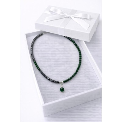 HEMATİT - YEŞİL AKİK KOLYE