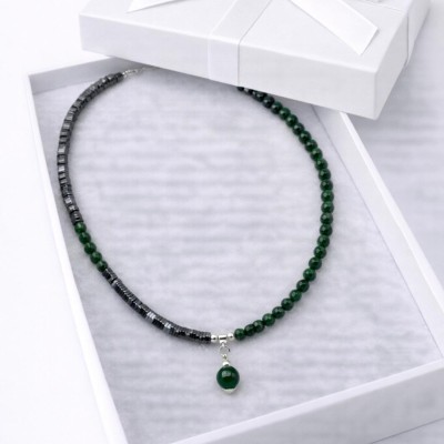 HEMATİT - YEŞİL AKİK KOLYE