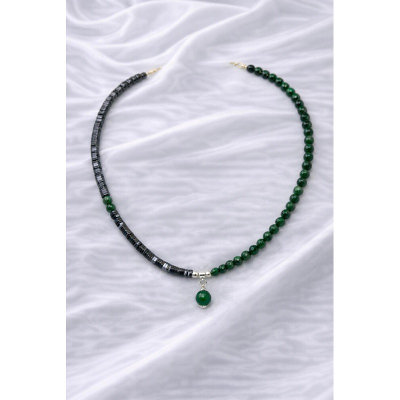 HEMATİT - YEŞİL AKİK KOLYE