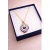 MURANO TEK UÇLU KOLYE - PEMBE - BEYAZ- GOLD