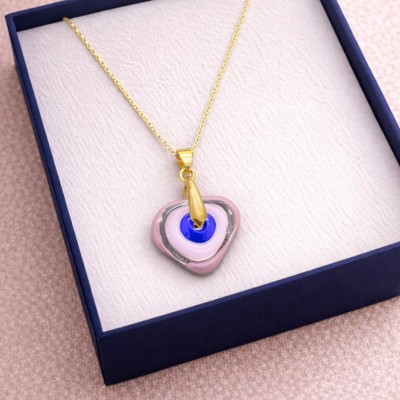 MURANO TEK UÇLU KOLYE - MAVİ - PEMBE