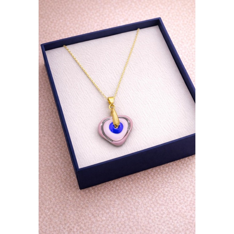 MURANO TEK UÇLU KOLYE - MAVİ - PEMBE